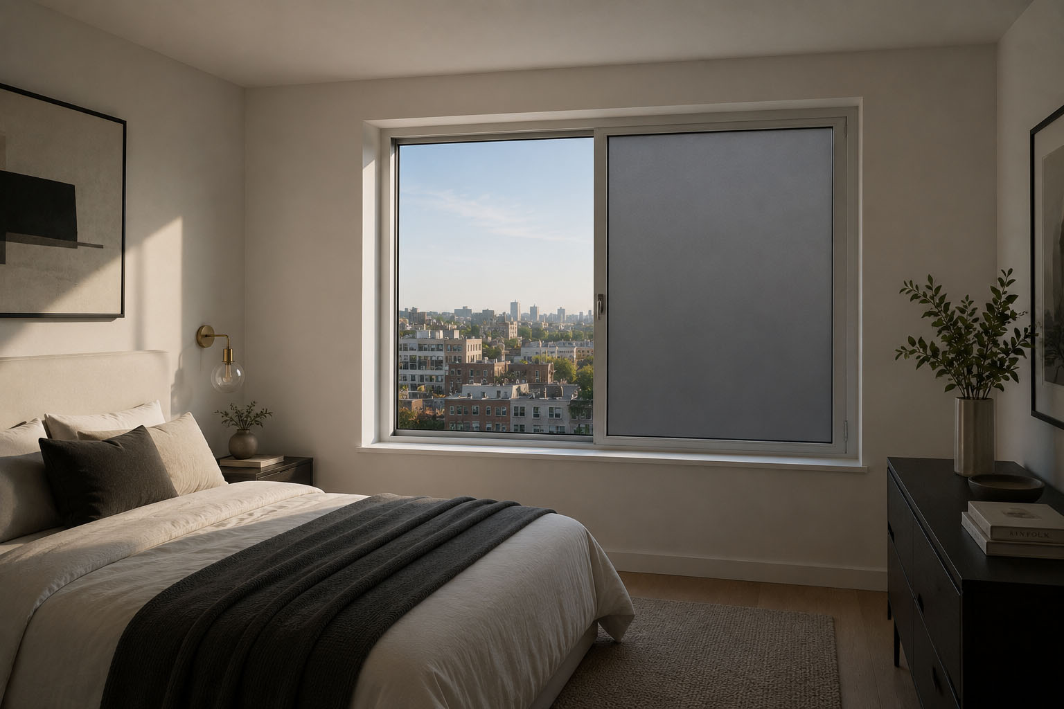 Residential glass and natural light, illustrating a smart film application