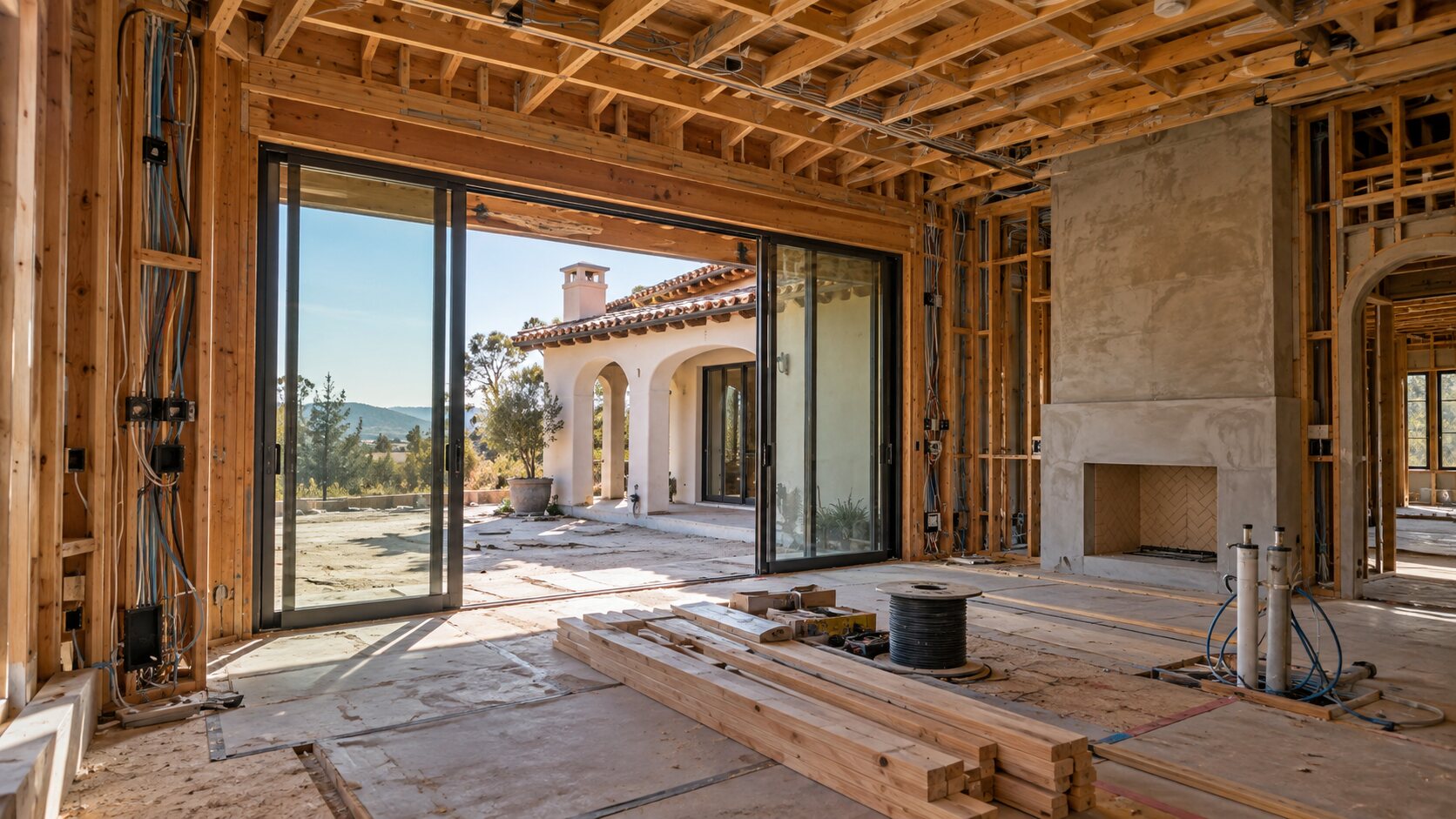Southern California home at the framing stage